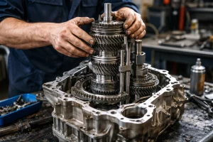 Person Working on a Transmission