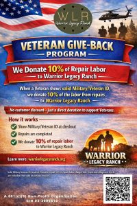 Warrior Legacy Ranch - We donate 10% of repair labor